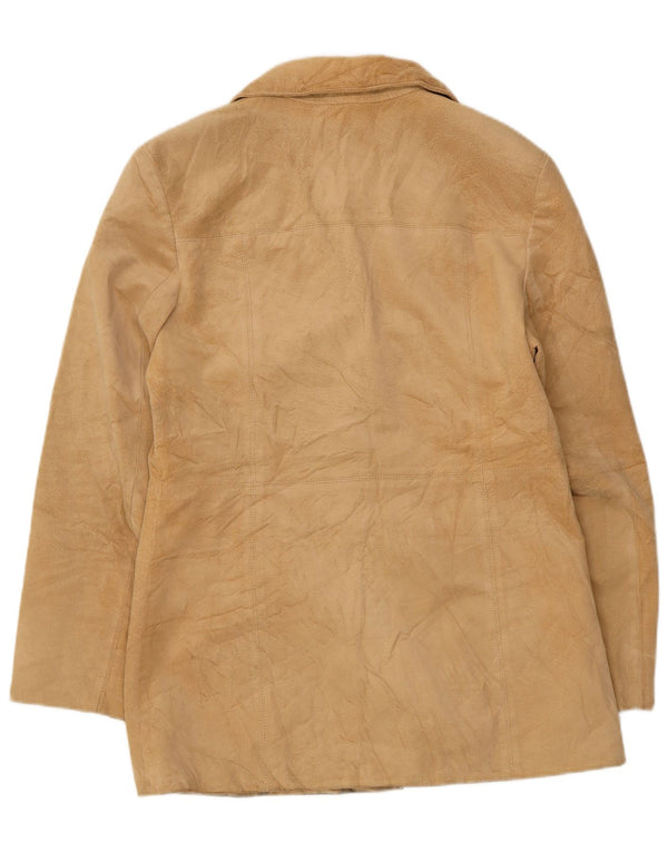 Conbipel Womens Suede Overcoat IT 50 XL Beige Leather