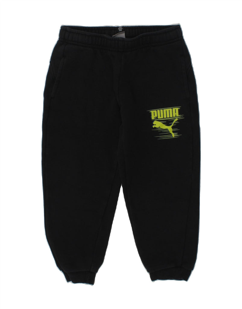 PUMA Boys Graphic Tracksuit Trousers Joggers 5-6 Years Black | Vintage Puma | Thrift | Second-Hand Puma | Used Clothing | Messina Hembry 