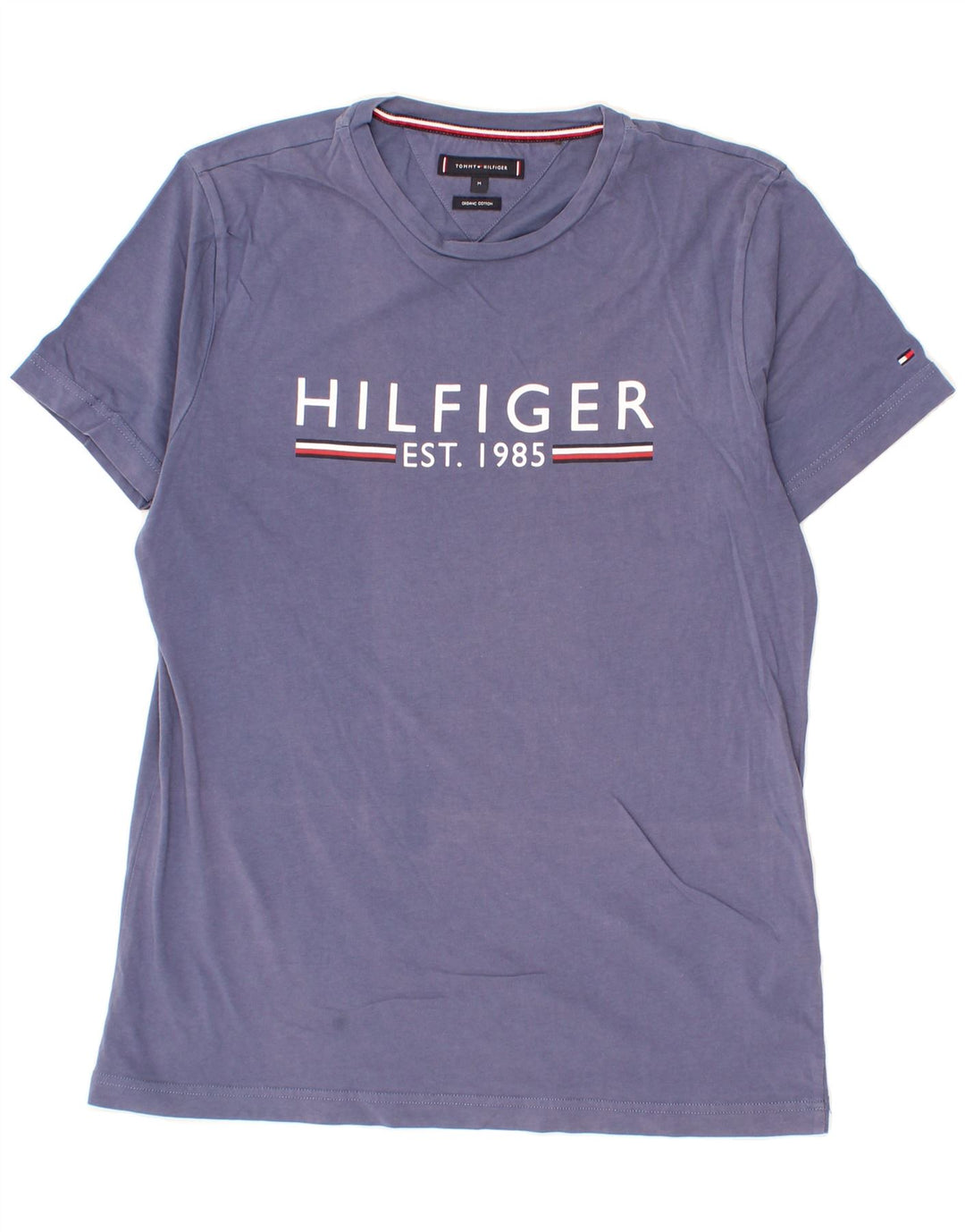 TOMMY HILFIGER Mens Graphic T-Shirt Top Medium Navy Blue Cotton Vintage Tommy Hilfiger and Second-Hand Tommy Hilfiger from Messina Hembry 