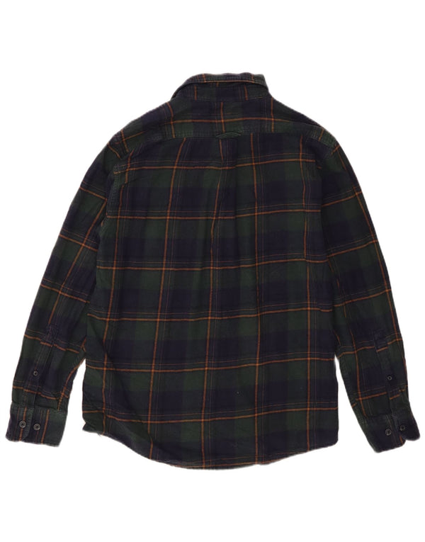 Eddie Bauer Mens Flannel Shirt Medium Navy Blue Check Cotton