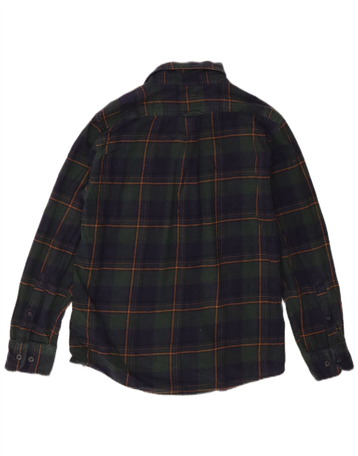 Eddie Bauer Mens Flannel Shirt Medium Navy Blue Check Cotton