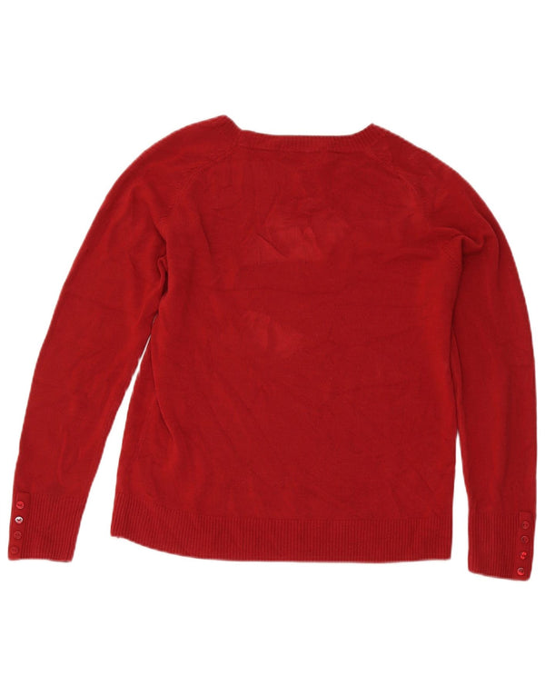 Marks & Spencer Womens Boat Neck Jumper Sweater UK 14 Medium Red Acrylic
