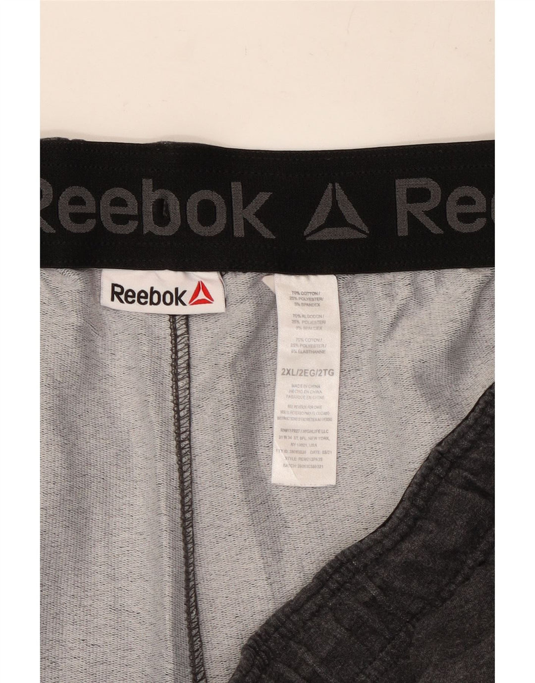 Reebok Mens Graphic Tracksuit Trousers Joggers 2XL  Grey Cotton