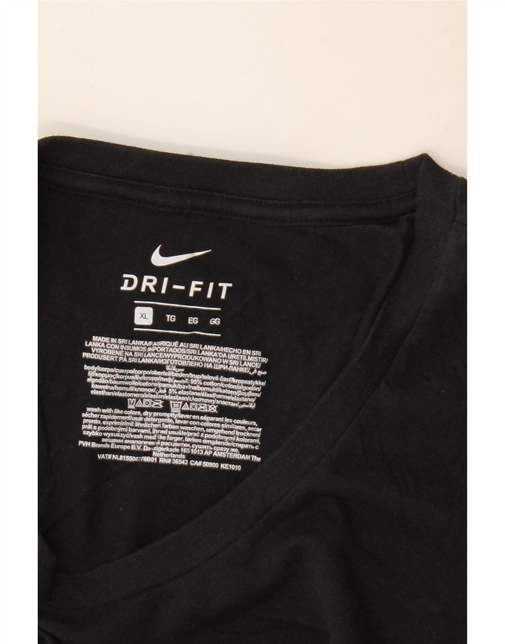 NIKE Mens Dri Fit T-Shirt Top XL Black Cotton