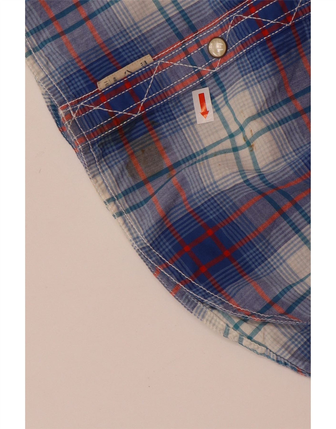 Tommy Hilfiger Mens Graphic Short Sleeve Shirt Medium Blue Check Cotton