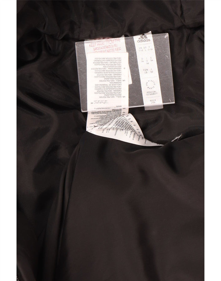 Adidas Boys Hooded Padded Jacket 13-14 Years Black Polyester