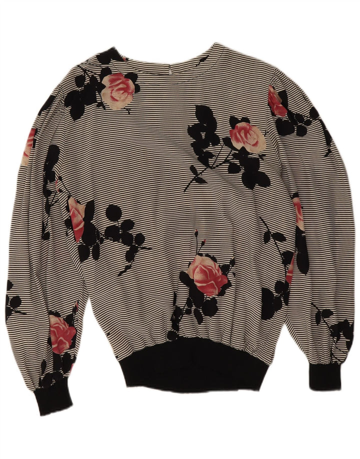 Biffi Womens Long Sleeve Blouse Top UK 16 Large Grey Floral Silk