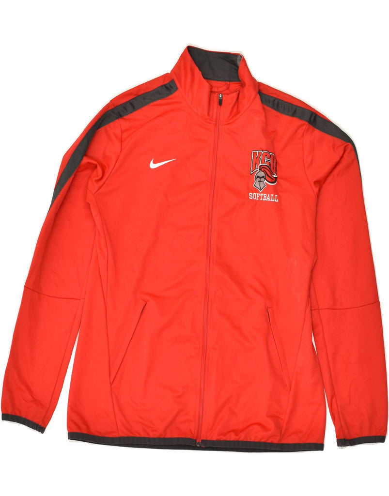 NIKE Womens Tracksuit Top Jacket UK 16 Large Red Polyester | Vintage Nike | Thrift | Second-Hand Nike | Used Clothing | Messina Hembry 