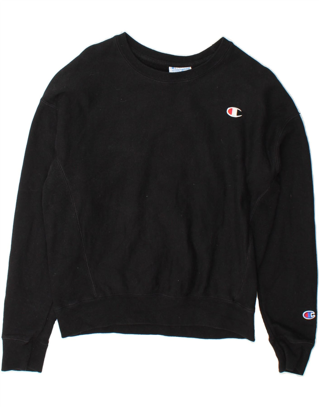 CHAMPION Womens Reverse Weave Sweatshirt Jumper UK 14 Medium Black Cotton Vintage Champion and Second-Hand Champion from Messina Hembry 