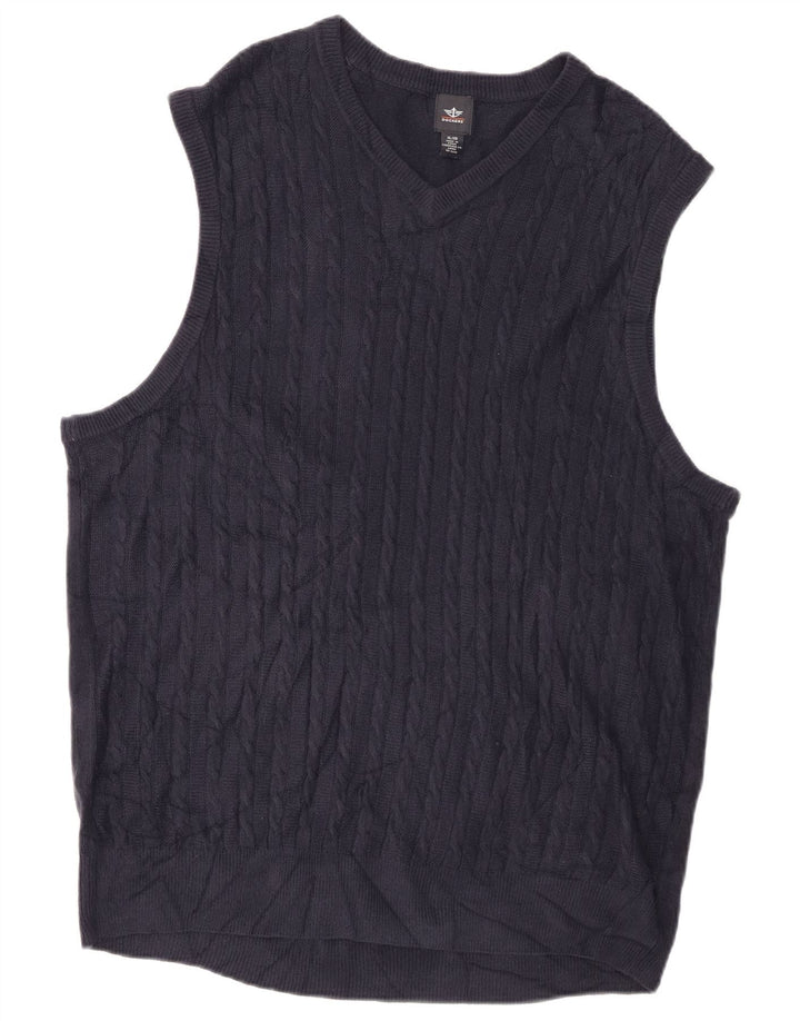 Dockers Mens Vest Tank Top XL Navy Blue Acrylic