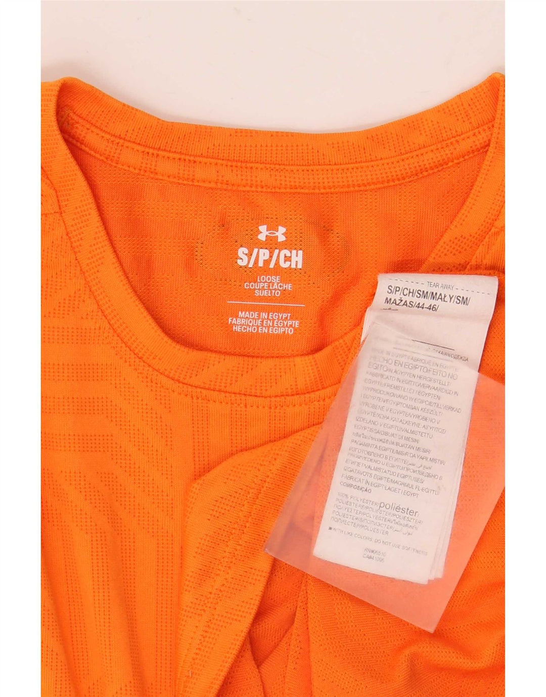Under Armour Mens T-Shirt Top Small Orange Geometric Polyester