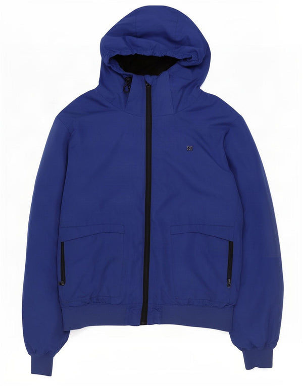 DC Mens Hooded Bomber Jacket UK 42 XL Blue Polyester