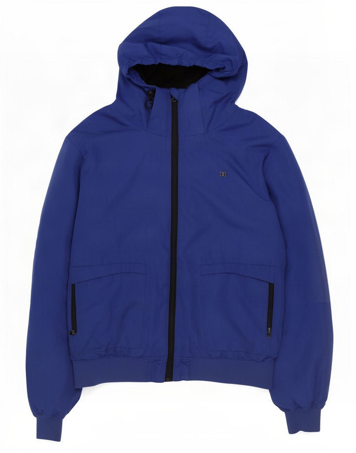 DC Mens Hooded Bomber Jacket UK 42 XL Blue Polyester