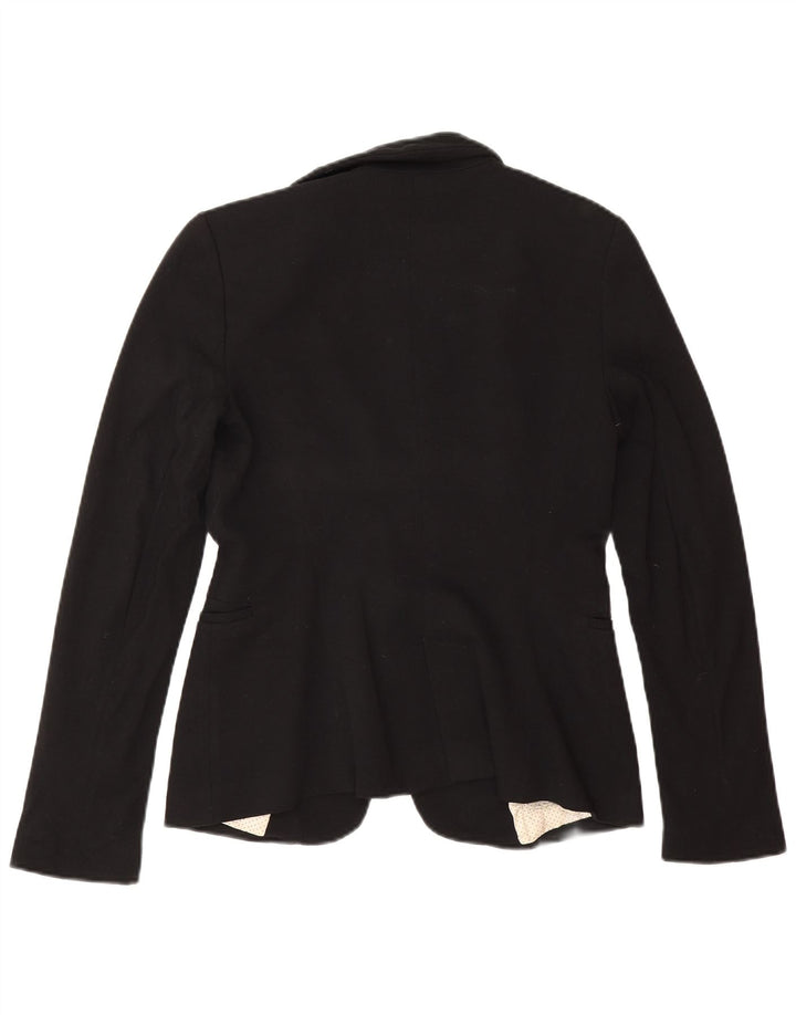 Zara Womens 1 Button Blazer Jacket UK 10 Small Black Viscose