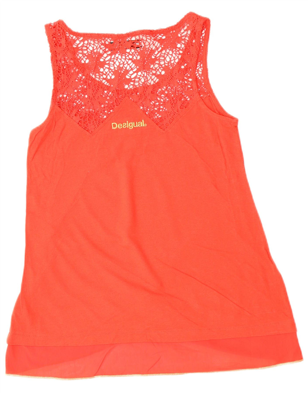 DESIGUAL Womens Sleeveless Blouse Top UK 10 Small Red Floral Cotton