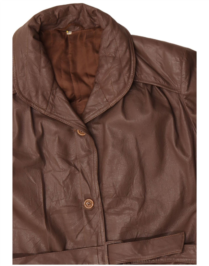 Vintage Womens Oversized Leather Jacket IT 52 2XL Brown
