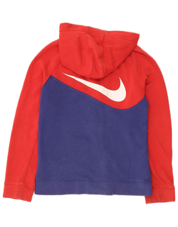 NIKE Boys Graphic Zip Hoodie Sweater 12-13 Years Large Red Colourblock