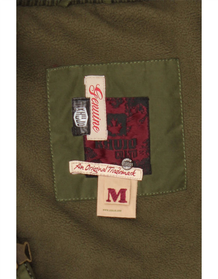 KHUJO Mens Hooded Bomber Jacket UK 38 Medium Khaki