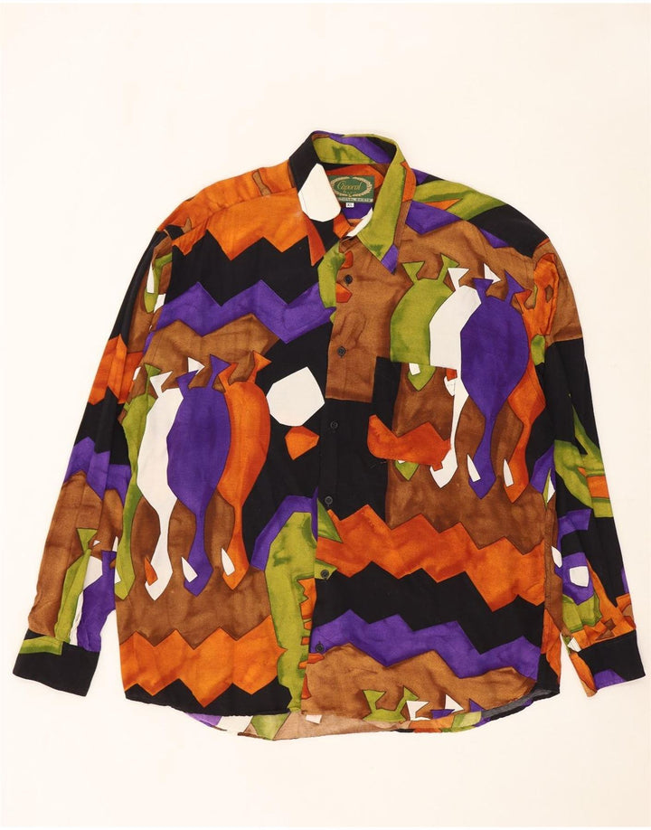 Vintage Mens Abstract Pattern Shirt XL Multicoloured Viscose