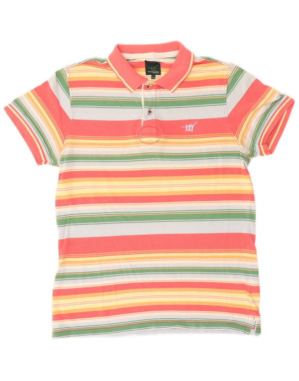 Henry Cottons Mens Slim Fit Polo Shirt Medium Multicoloured Striped Cotton