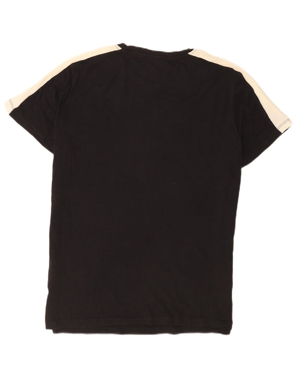 Jack & Jones Mens T-Shirt Top Large Black Colourblock Cotton