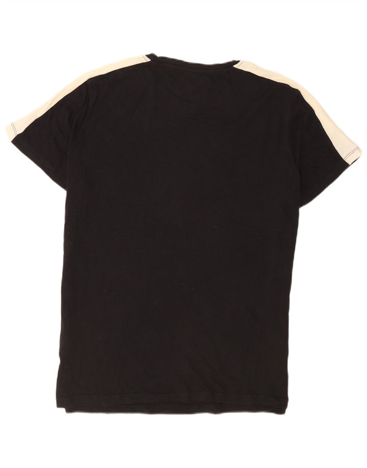 Jack & Jones Mens T-Shirt Top Large Black Colourblock Cotton
