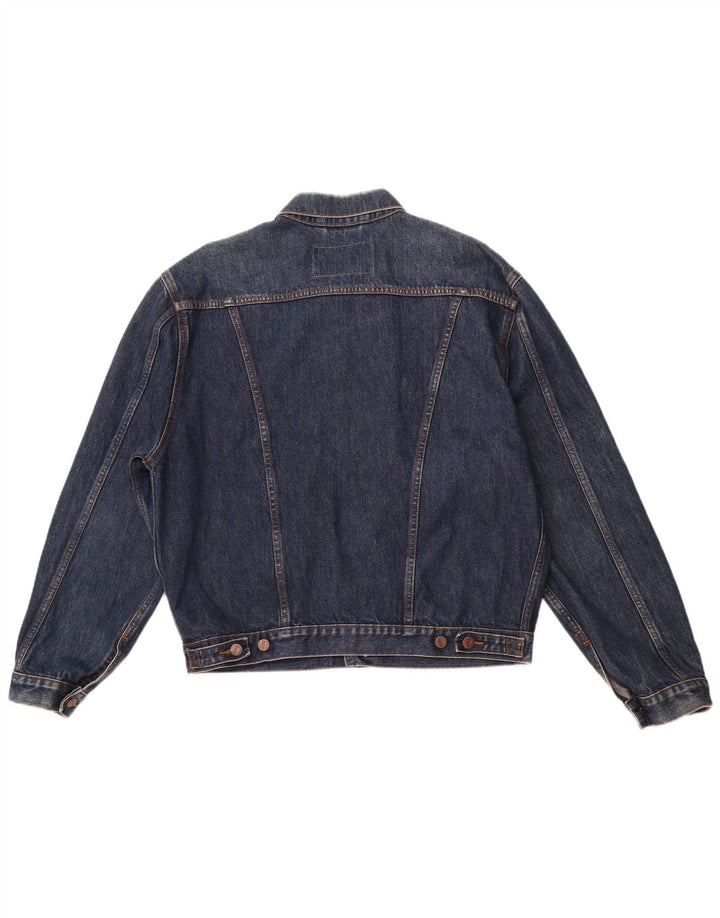 WRANGLER Mens Denim Jacket UK 40 Large Navy Blue Cotton