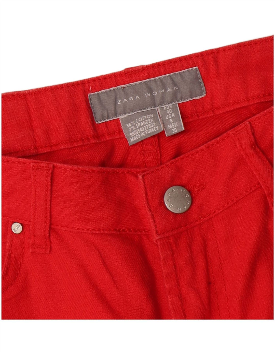 Zara Womens Straight Jeans EU 40 Medium W30 L31 Red Cotton
