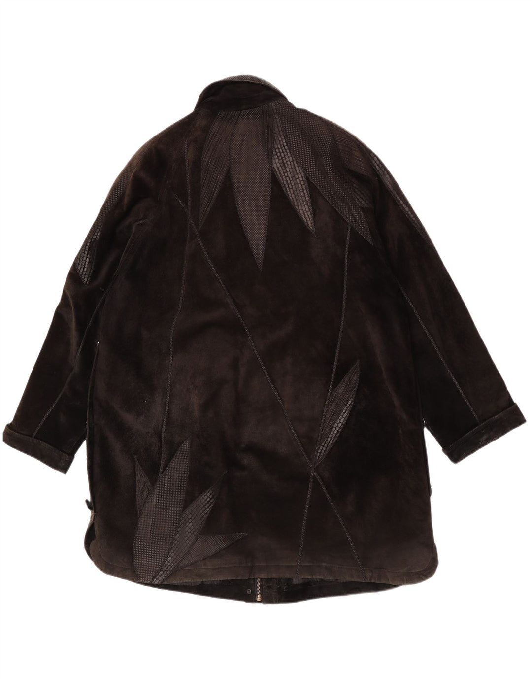Vintage Womens Oversized Suede Overcoat IT 42 Medium Brown Leather