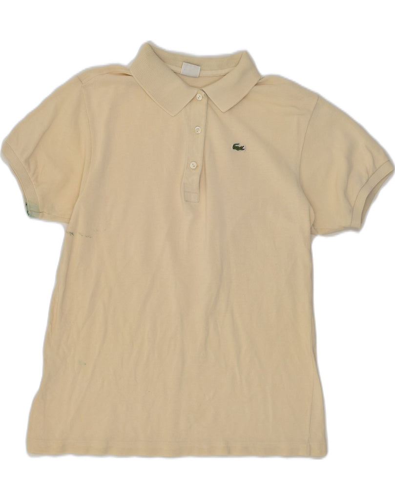 LACOSTE Womens Polo Shirt Size 42 Large Beige Cotton | Vintage Lacoste | Thrift | Second-Hand Lacoste | Used Clothing | Messina Hembry 