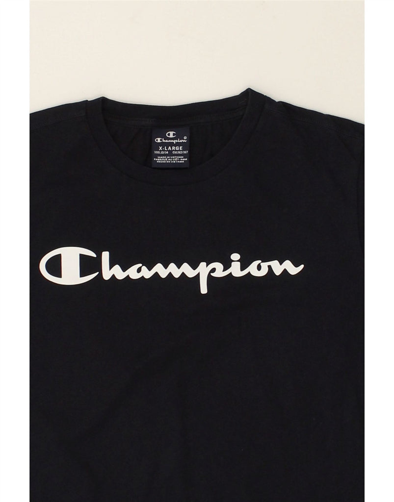 CHAMPION Boys Graphic T-Shirt Top 13-14 Years XL Navy Blue Cotton | Vintage Champion | Thrift | Second-Hand Champion | Used Clothing | Messina Hembry 