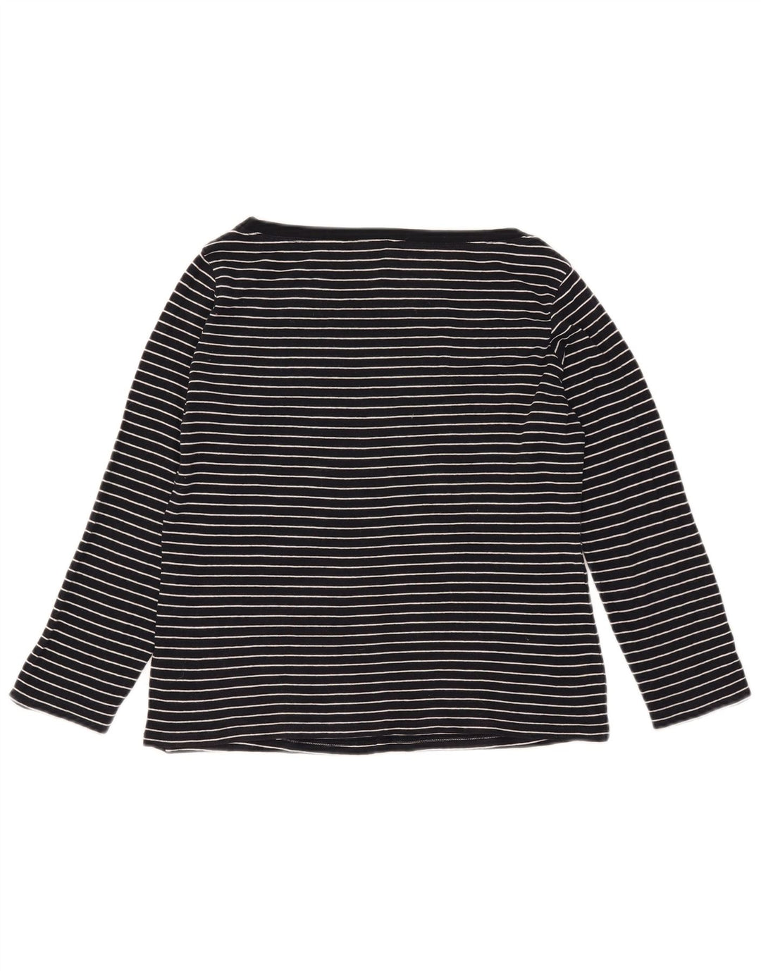 Marks & Spencer Womens Top Long Sleeve UK 16 Large Navy Blue Pinstripe