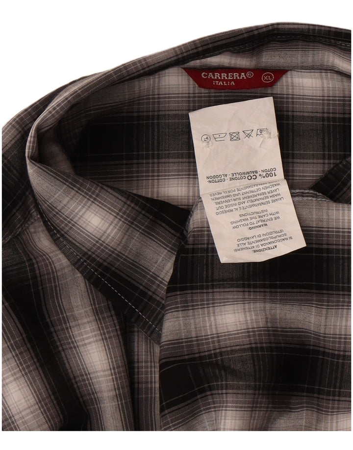 Carrera Mens Flannel Shirt XL Black Check Cotton