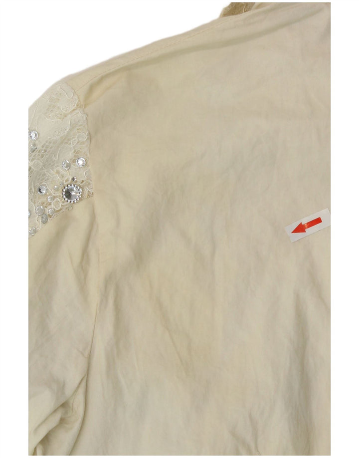 Vintage Womens Shirt Blouse UK 12 Medium Off White Floral