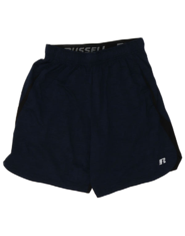 RUSSELL ATHLETIC Mens Dri-Power Sport Shorts Small Navy Blue Colourblock