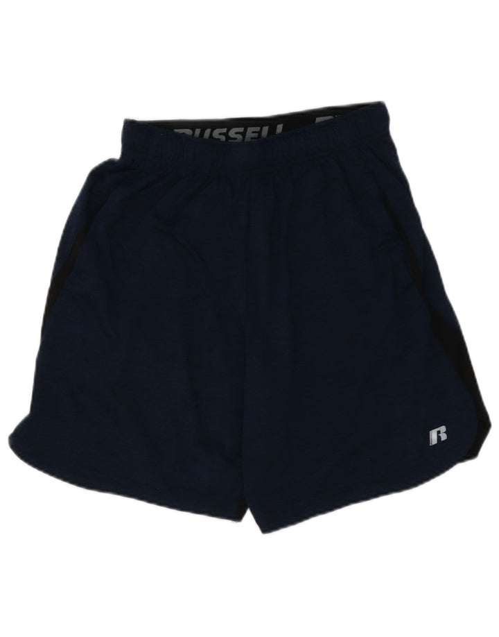 RUSSELL ATHLETIC Mens Dri-Power Sport Shorts Small Navy Blue Colourblock