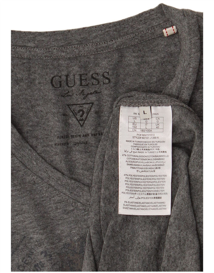 Guess Womens Graphic T-Shirt Top UK 14 Large Grey Cotton