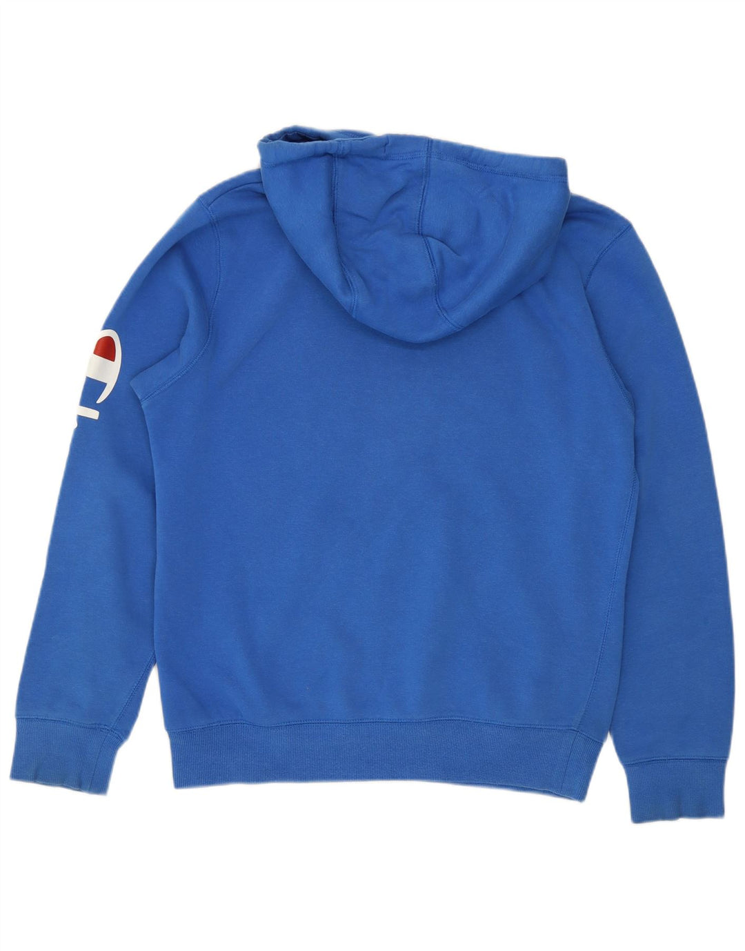 Champion Mens Graphic Hoodie Jumper Small Blue Cotton