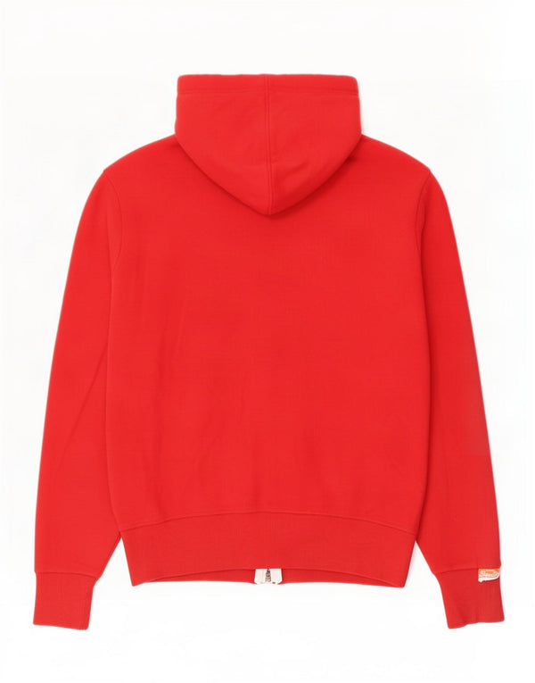 Superdry Mens Zip Hoodie Sweater Medium Red Cotton