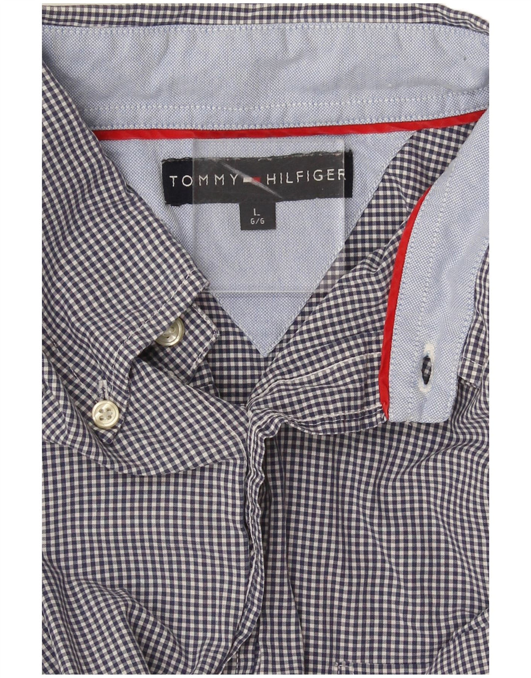 Tommy Hilfiger Mens Shirt Large Navy Blue Gingham