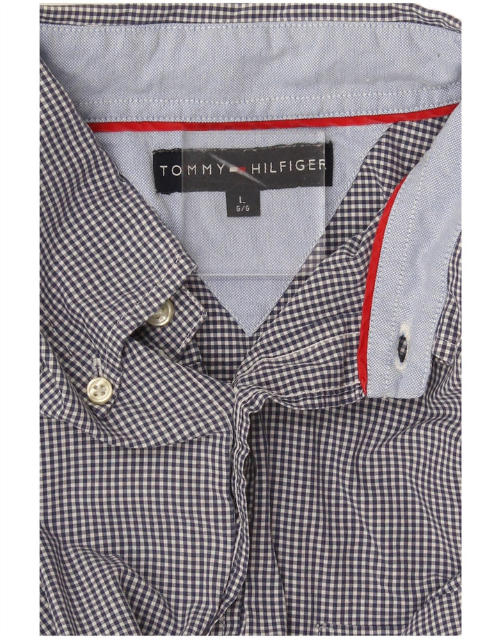 Tommy Hilfiger Mens Shirt Large Navy Blue Gingham