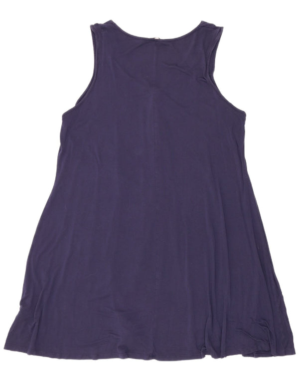 Marks & Spencer Womens Sleeveless A-Line Dress UK 18 XL Navy Blue Viscose