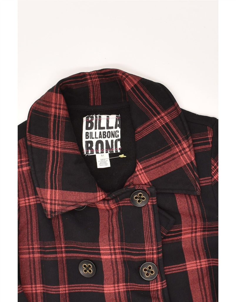 BILLABONG Womens Pea Coat UK 14 Medium Black Check Cotton | Vintage Billabong | Thrift | Second-Hand Billabong | Used Clothing | Messina Hembry 