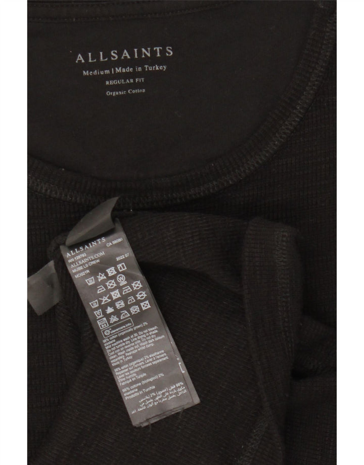 All Saints Mens Regular Fit Top Long Sleeve Medium Black Cotton