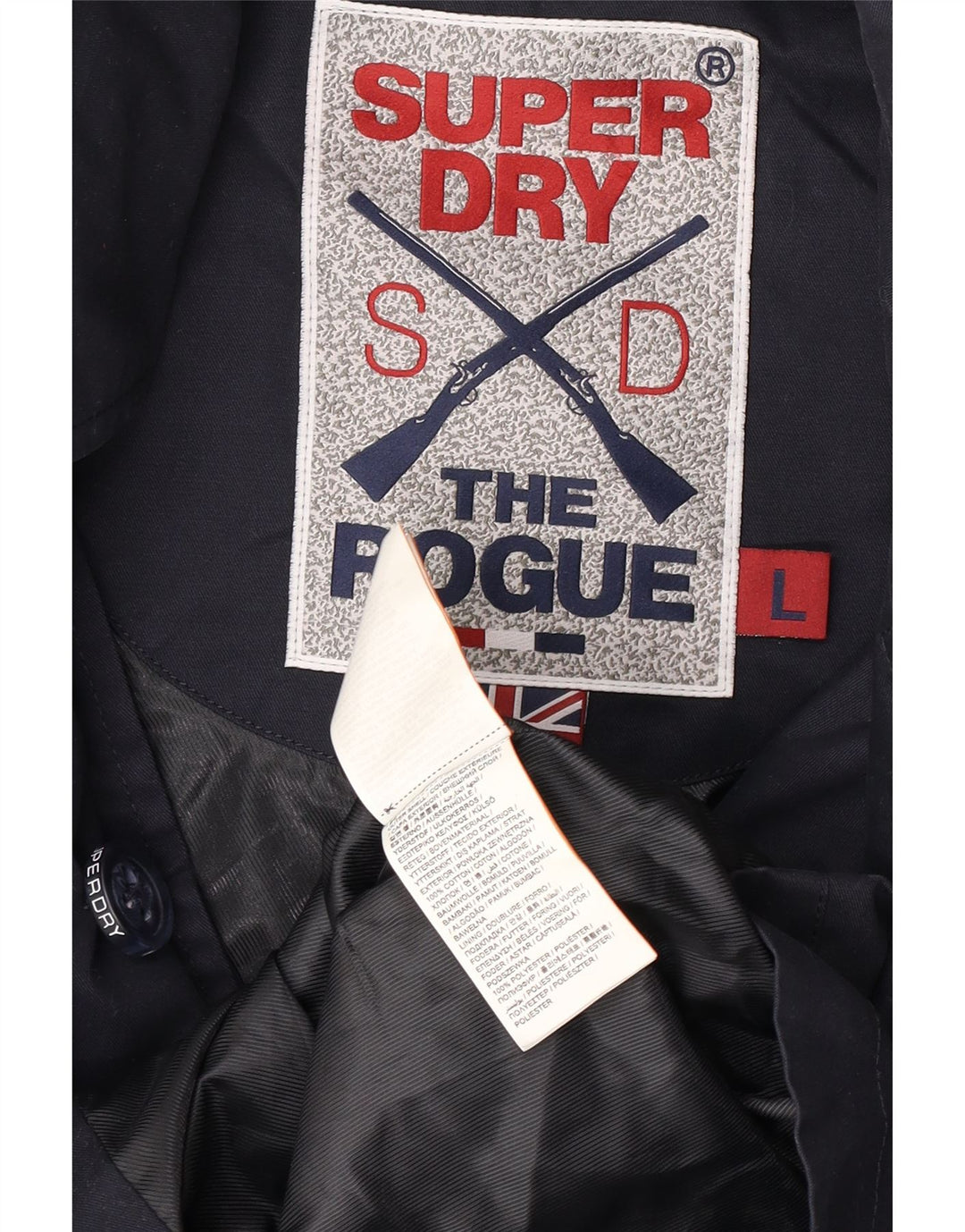 Superdry Mens Pea Coat UK 40 Large Navy Blue Cotton