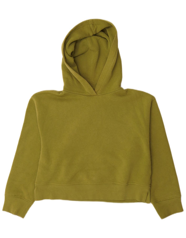Zara Womens Crop Hoodie Jumper UK 14 Medium Khaki Cotton