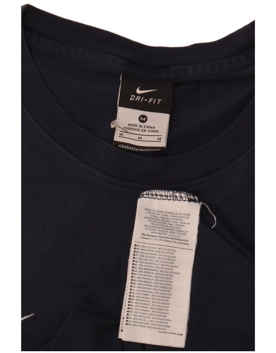 Nike Mens Dri Fit T-Shirt Top Medium Navy Blue Cotton