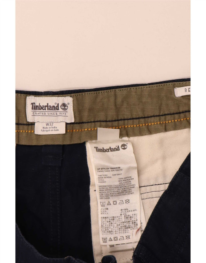 Timberland Mens Cargo Shorts W32 Medium Navy Blue Cotton