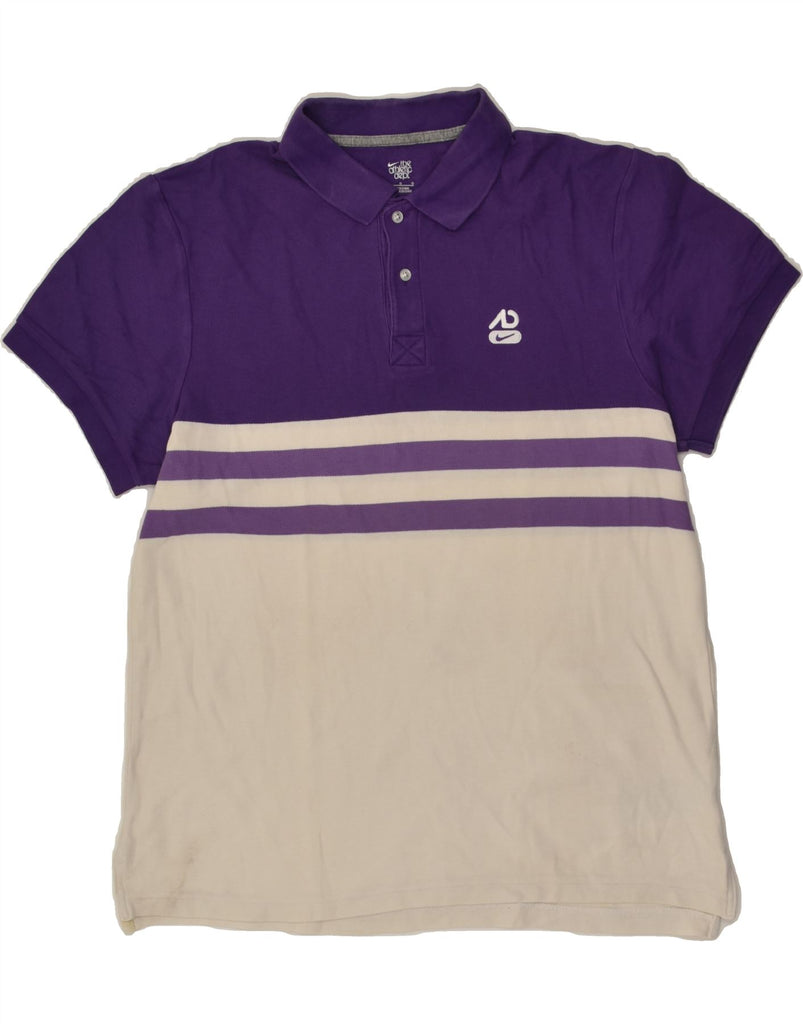 NIKE Mens Polo Shirt Large Purple Colourblock Cotton | Vintage Nike | Thrift | Second-Hand Nike | Used Clothing | Messina Hembry 