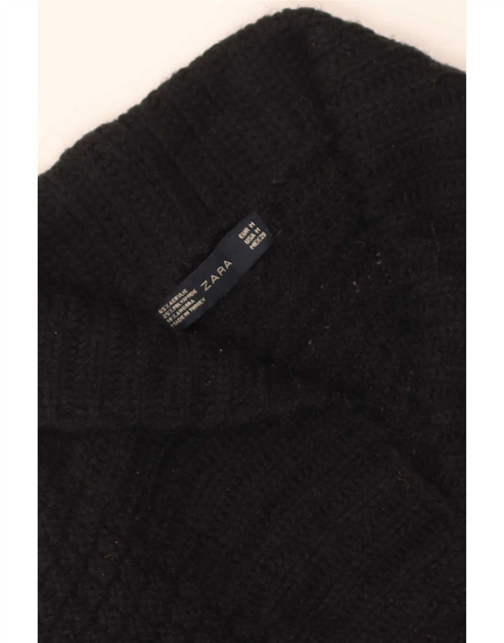 Zara Womens Crop Batwing Cardigan Sweater UK 12 Medium Black Acrylic